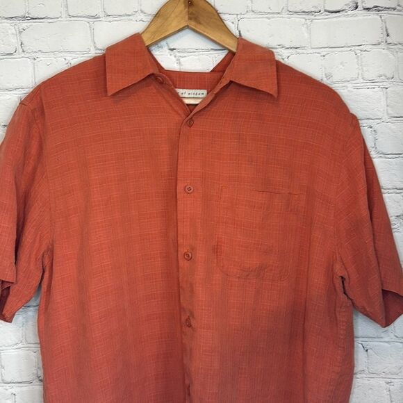 Age of Wisdom Mens Short Sleeve Woven Shirt Medium, Rust Orange Modal - Picture 2 of 8